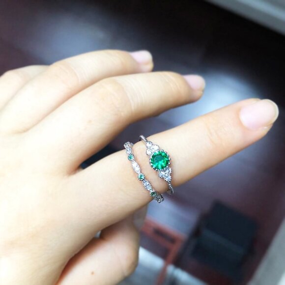 🎊 Tiny Round CZ Bright Thin Simple Finger Dainty Ring for Women, EVGG1318 - Picture 6 of 8